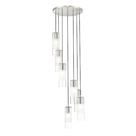 Z-Lite Alton Chandelier, 7-Light, 18 In.W x 14.25 In.H, Brushed Nickel/Clear+Frosted 824P-7R-BN